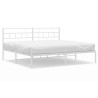 Cadre de lit métal sans matelas et tête de lit blanc 183x213 cm 