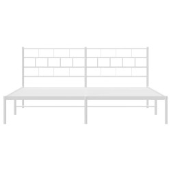 Cadre de lit métal sans matelas et tête de lit blanc 183x213 cm 