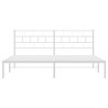 Cadre de lit métal sans matelas et tête de lit blanc 183x213 cm 