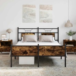 Cadre de lit sans matelas chêne fumé 140x190 cm bois ingénierie 