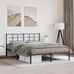 Cadre de lit métal sans matelas avec tête de lit noir 150x200cm 