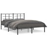 Cadre de lit métal sans matelas avec tête de lit noir 150x200cm 