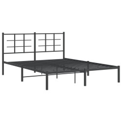 Cadre de lit métal sans matelas avec tête de lit noir 150x200cm 