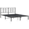 Cadre de lit métal sans matelas avec tête de lit noir 150x200cm 
