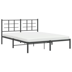 Cadre de lit métal sans matelas avec tête de lit noir 150x200cm 