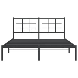 Cadre de lit métal sans matelas avec tête de lit noir 150x200cm 