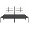 Cadre de lit métal sans matelas avec tête de lit noir 150x200cm 