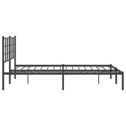 Cadre de lit métal sans matelas avec tête de lit noir 150x200cm 