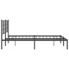 Cadre de lit métal sans matelas avec tête de lit noir 150x200cm 