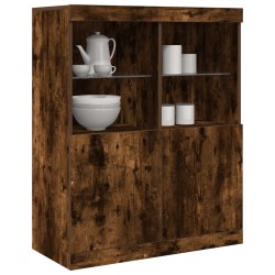 Buffet chêne fumé 81x37x100 cm bois d'ingénierie 