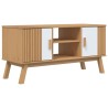 Meuble TV OLDEN blanc et marron 114x43x57 cm bois de pin massif 