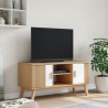 Meuble TV OLDEN blanc et marron 114x43x57 cm bois de pin massif 