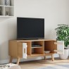Meuble TV OLDEN blanc et marron 114x43x57 cm bois de pin massif 