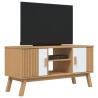 Meuble TV OLDEN blanc et marron 114x43x57 cm bois de pin massif 