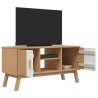Meuble TV OLDEN blanc et marron 114x43x57 cm bois de pin massif 
