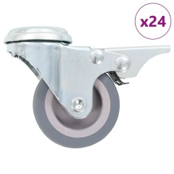 24 pcs Roulettes pivotantes à trou de boulon 50 mm 