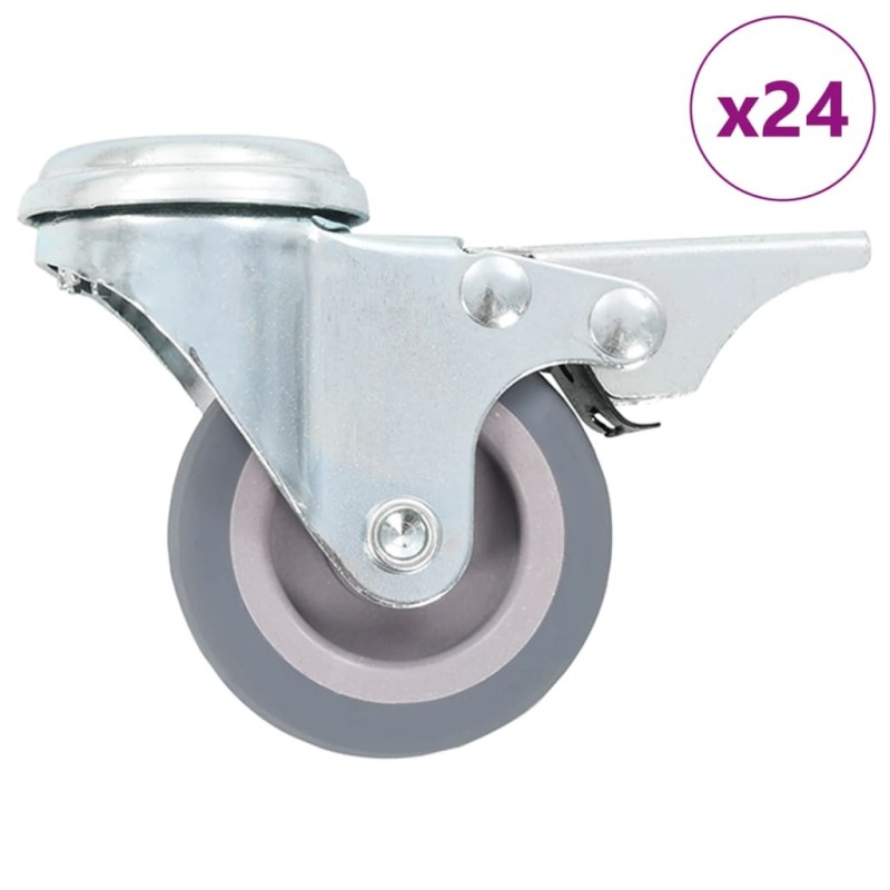 24 pcs Roulettes pivotantes à trou de boulon 50 mm 