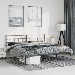 Cadre de lit métal sans matelas avec tête de lit noir 183x213cm 