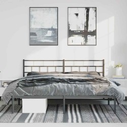Cadre de lit métal sans matelas avec tête de lit noir 183x213cm 