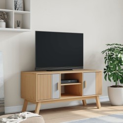 Meuble TV OLDEN gris et marron 114x43x57 cm bois de pin massif 