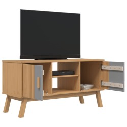 Meuble TV OLDEN gris et marron 114x43x57 cm bois de pin massif 