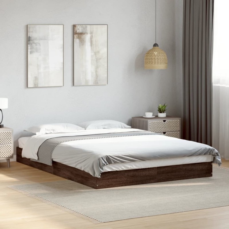 Cadre de lit sans matelas chêne marron 140x200 cm 
