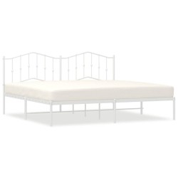 Cadre de lit métal sans matelas et tête de lit blanc 193x203 cm 