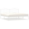 Cadre de lit métal sans matelas et tête de lit blanc 193x203 cm 