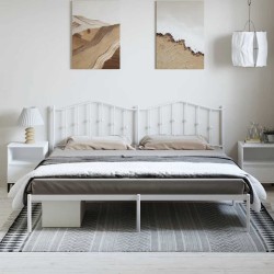 Cadre de lit métal sans matelas et tête de lit blanc 193x203 cm 