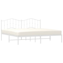 Cadre de lit métal sans matelas et tête de lit blanc 193x203 cm 