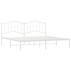 Cadre de lit métal sans matelas et tête de lit blanc 193x203 cm 