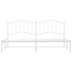 Cadre de lit métal sans matelas et tête de lit blanc 193x203 cm 