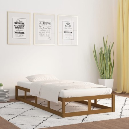 Cadre de lit sans matelas marron miel 100x200 cm bois massif 