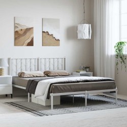 Cadre de lit métal sans matelas et tête de lit blanc 193x203 cm 