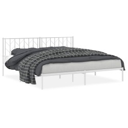 Cadre de lit métal sans matelas et tête de lit blanc 193x203 cm 