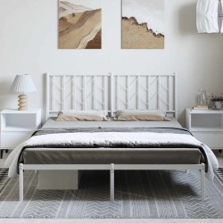 Cadre de lit métal sans matelas et tête de lit blanc 193x203 cm 