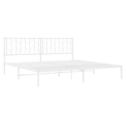 Cadre de lit métal sans matelas et tête de lit blanc 193x203 cm 