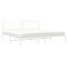 Cadre de lit métal sans matelas et tête de lit blanc 193x203 cm 