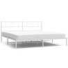 Cadre de lit métal sans matelas et tête de lit blanc 193x203 cm 