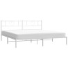 Cadre de lit métal sans matelas et tête de lit blanc 193x203 cm 