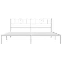 Cadre de lit métal sans matelas et tête de lit blanc 193x203 cm 