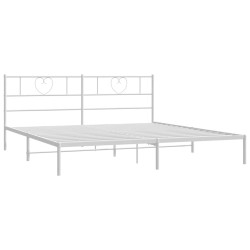 Cadre de lit métal sans matelas et tête de lit blanc 193x203 cm 