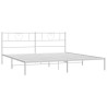 Cadre de lit métal sans matelas et tête de lit blanc 193x203 cm 