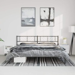Cadre de lit métal sans matelas avec tête de lit noir 183x213cm 