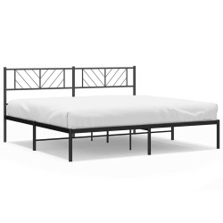 Cadre de lit métal sans matelas avec tête de lit noir 183x213cm 