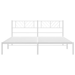 Cadre de lit métal sans matelas et tête de lit blanc 183x213 cm 