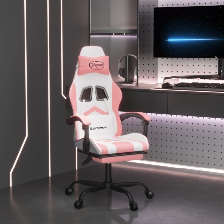 Chaise de jeu avec repose-pied Blanc et rose Similicuir 