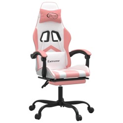 Chaise de jeu avec repose-pied Blanc et rose Similicuir 