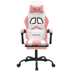 Chaise de jeu avec repose-pied Blanc et rose Similicuir 