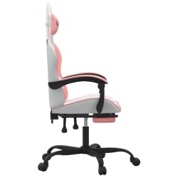Chaise de jeu avec repose-pied Blanc et rose Similicuir 